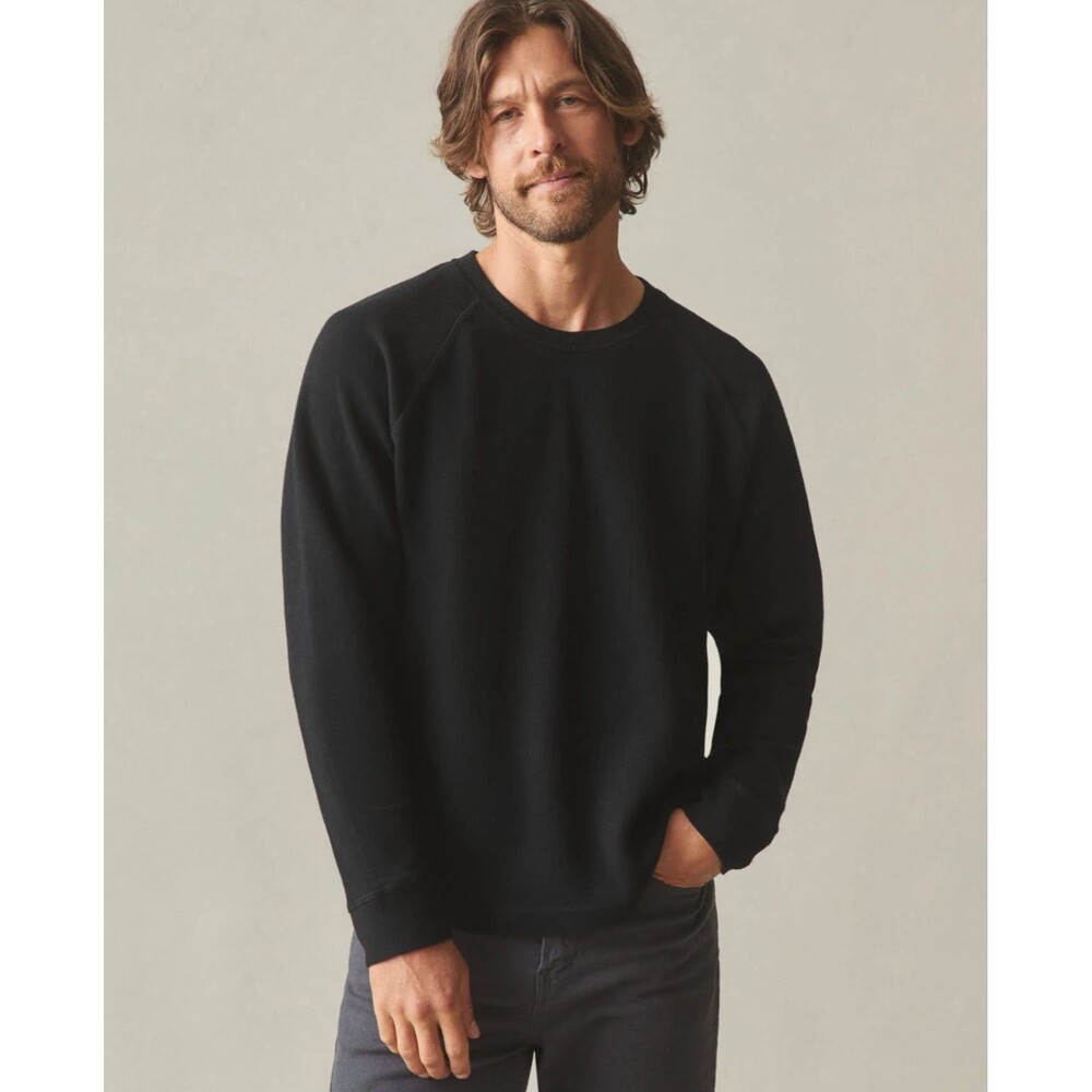 American Giant Sweatshirt Mens Small Black French Rib Crew Knit Raglan Shirt NEW